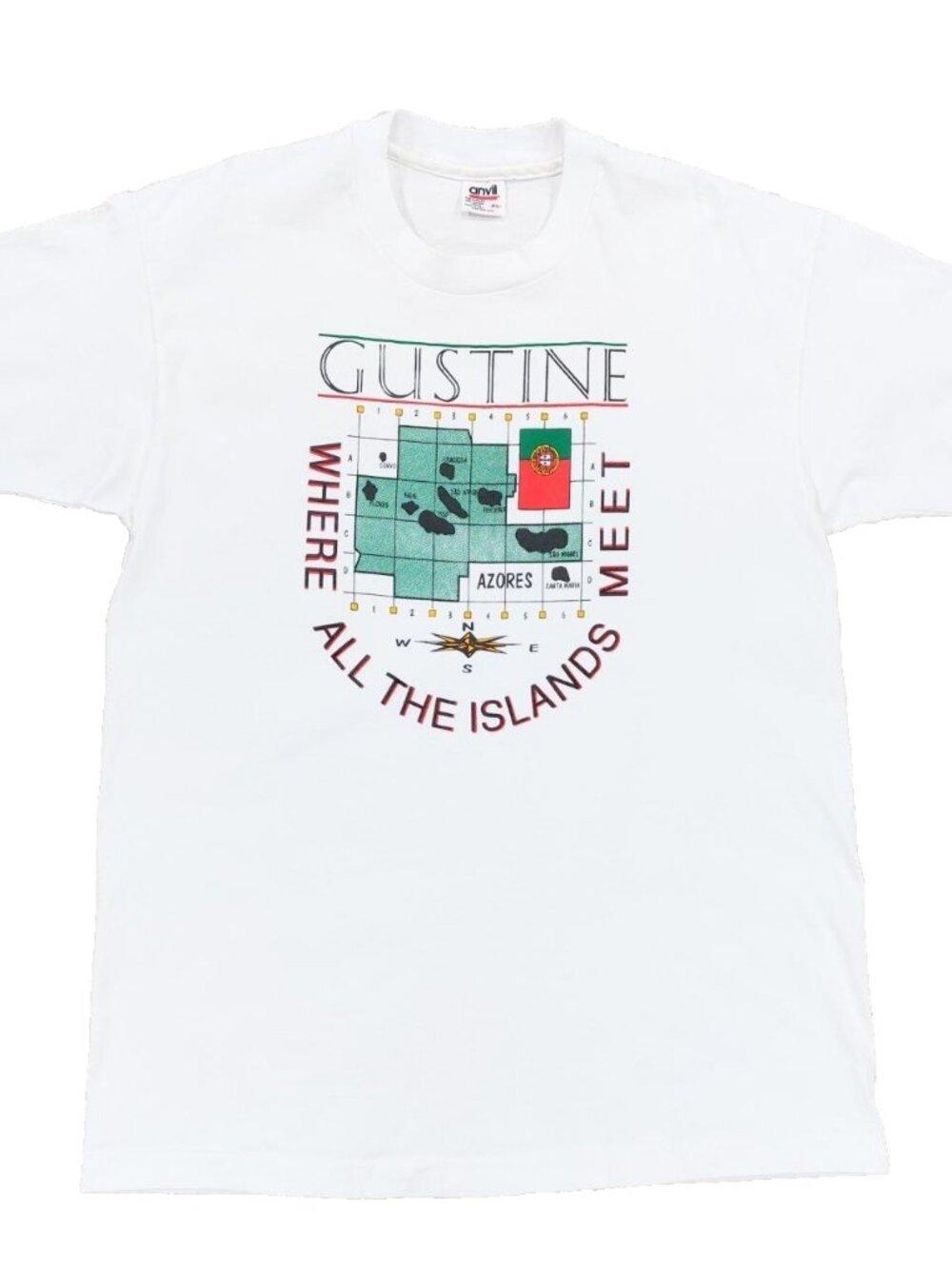 Vintage 90s Gustine Portuguese American Heritage T-Shirt XL, Single Stitch.